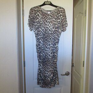 gather fitted leopard print dress